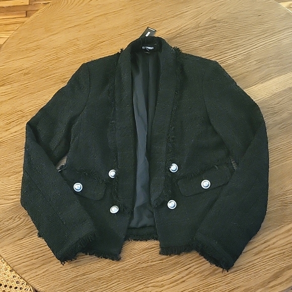 Express Button Front Boucle Blazer, Size XS - Picture 3 of 7